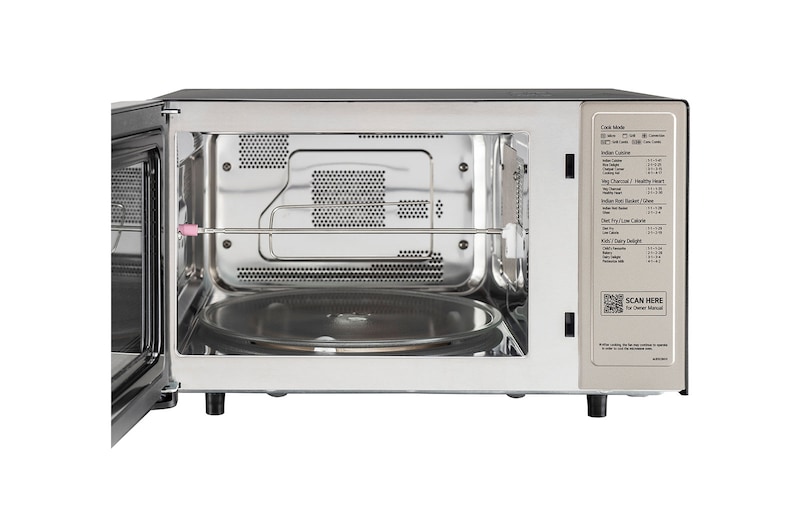 LG 28L Scan-To-Cook Charcoal Convection Microwave Oven, 301 Auto Cook Menu, Diet Fry™, Black, MJEN286VI