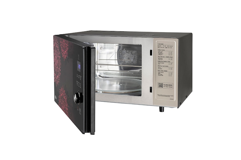 LG 28L Scan-To-Cook Charcoal Convection Microwave Oven, 301 Auto Cook Menu, Diet Fry™, Black, MJEN286VI