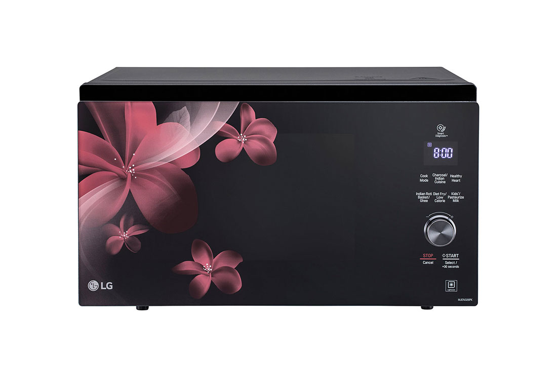 LG MJEN326PK charcoal convection microwave front view