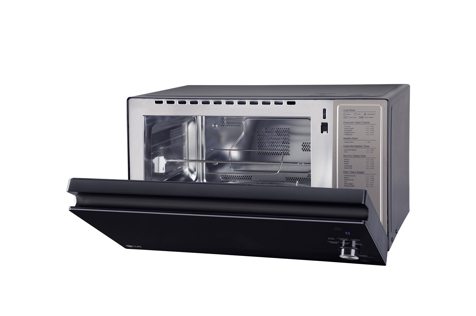 LG 32 L Convection Microwave Oven with Twister Smog Handle, Charcoal Lighting Heater, Motorised Rotisserie, Black, MJEN326SF