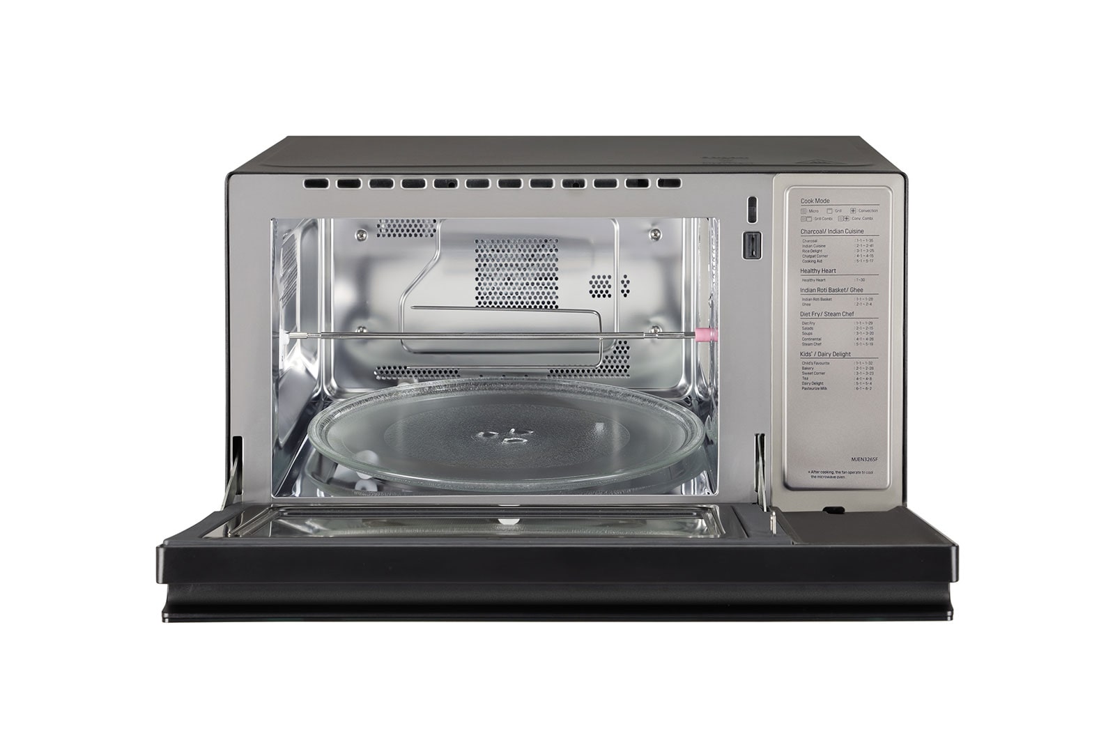 LG 32 L Convection Microwave Oven with Twister Smog Handle, Charcoal Lighting Heater, Motorised Rotisserie, Black, MJEN326SF