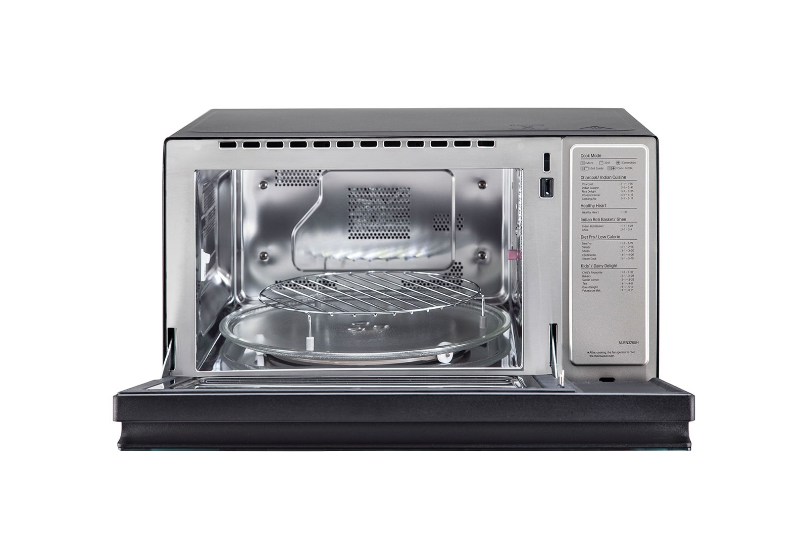 LG 32 L Charcoal Convection Microwave Oven with Diet Fry™, Healthy Heart Recipes, Motorised Rotisserie, Roti Basket, Black, MJEN326UH