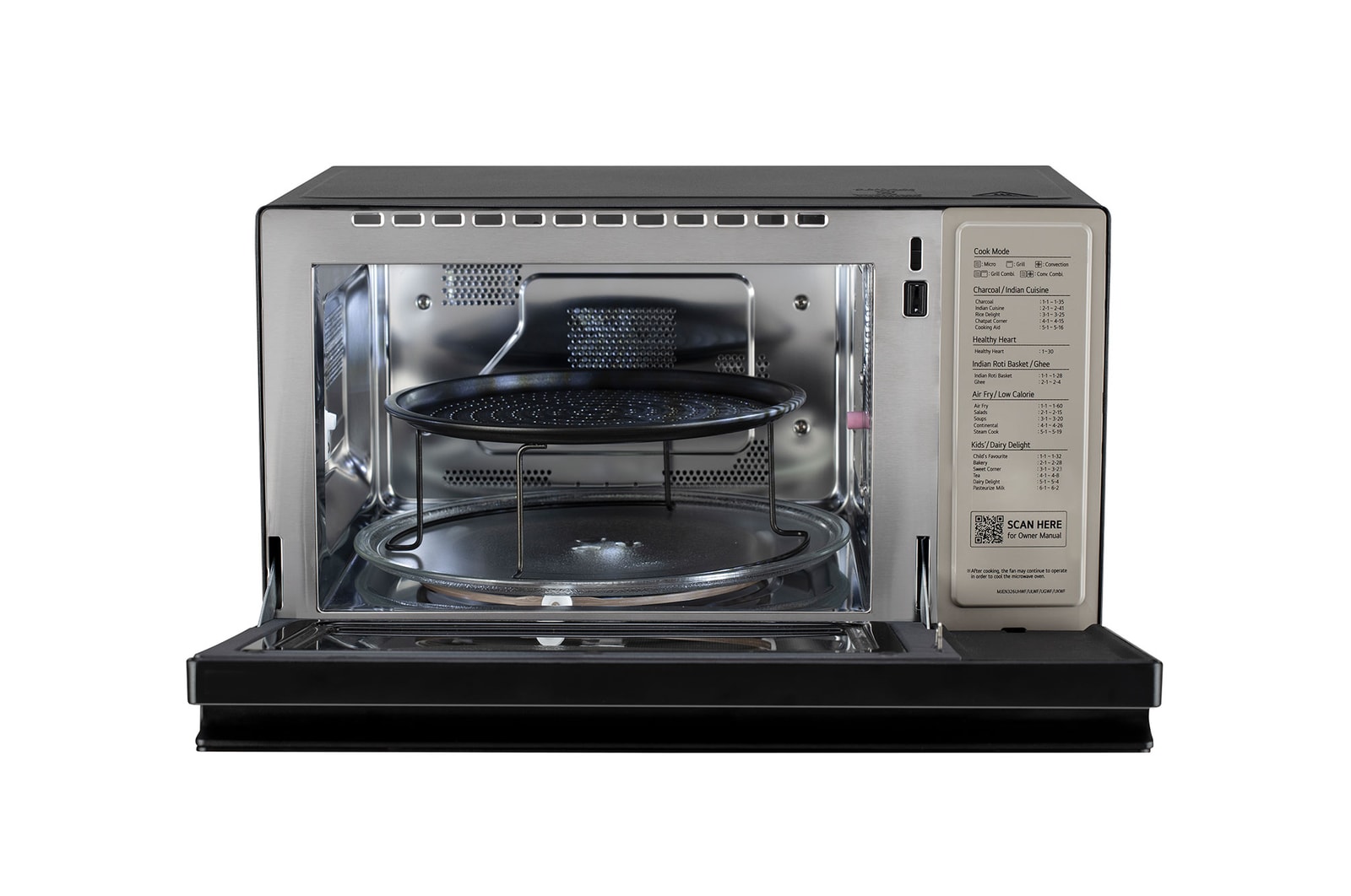 LG 32 L Charcoal Convection Microwave Oven with Scan-To-Cook, Diet Fry, Steam Chef, Motorised Rotisserie, Black, MJEN326UHW