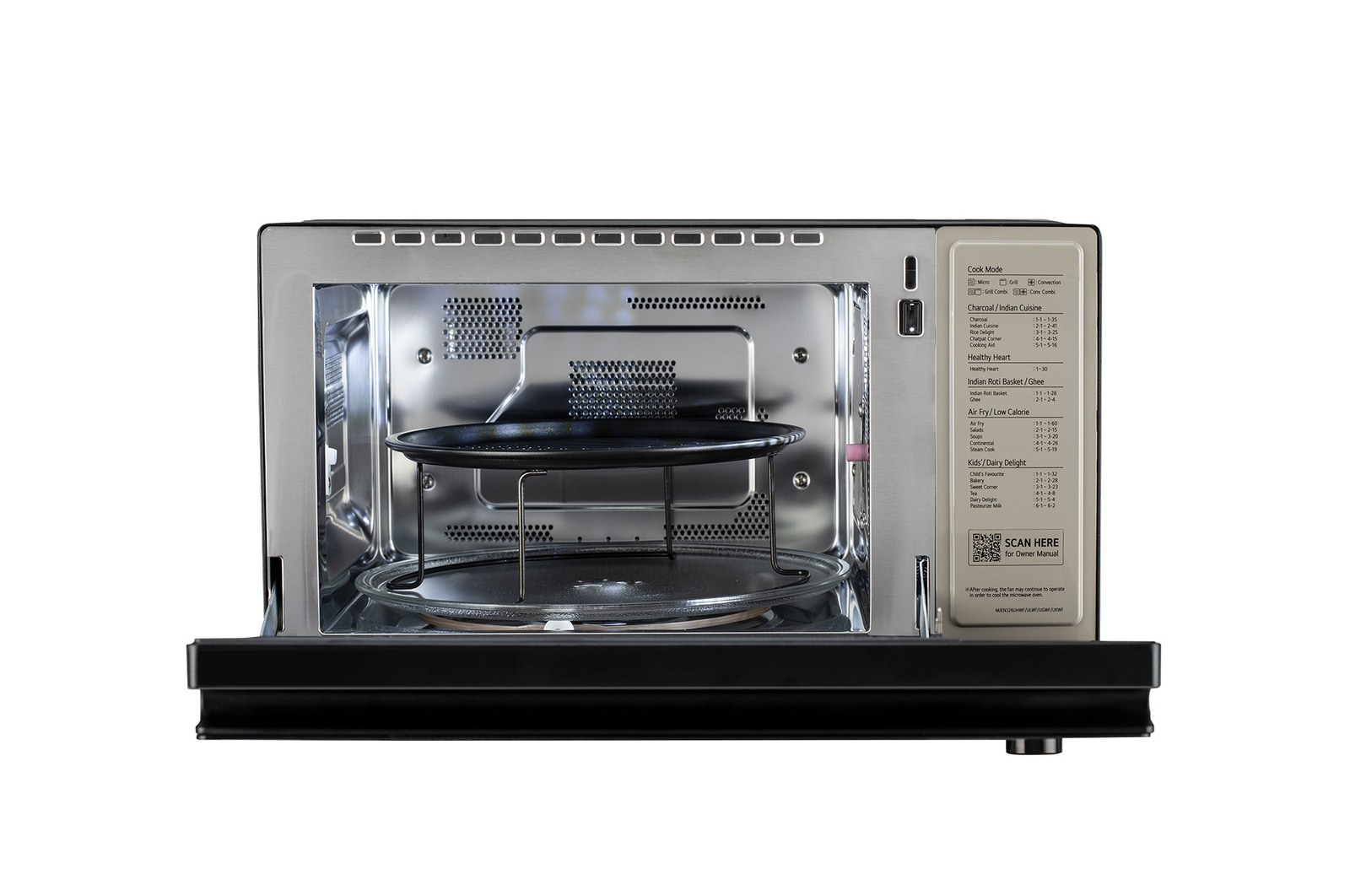 LG 32 L Charcoal Convection Microwave Oven with Scan-To-Cook, Diet Fry, Steam Chef, Motorised Rotisserie, Black, MJEN326UHW