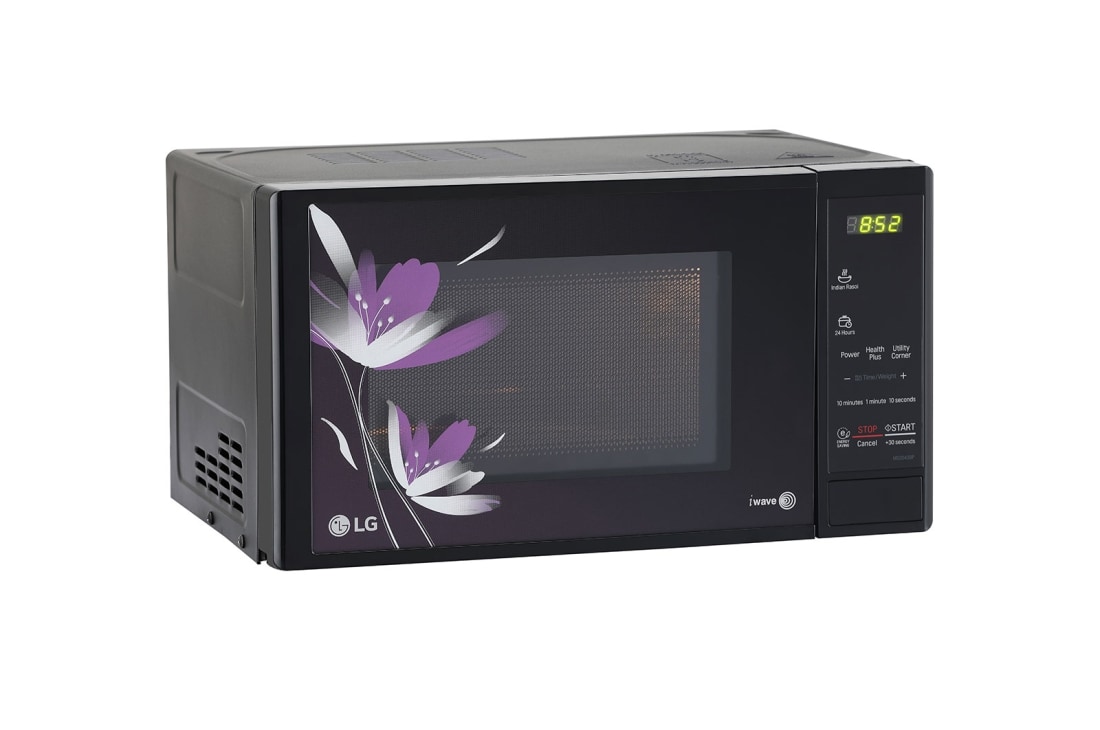 LG 20 L Solo Microwave Oven with Glass Door, i-wave technology, Anti-Bacteria Cavity, Floral Black, MS2043BP