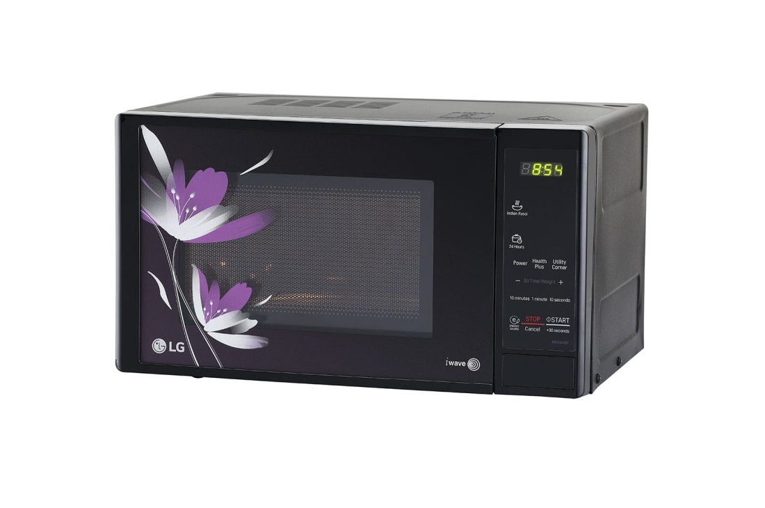 LG 20 L Solo Microwave Oven with Glass Door, i-wave technology, Anti-Bacteria Cavity, Floral Black, MS2043BP