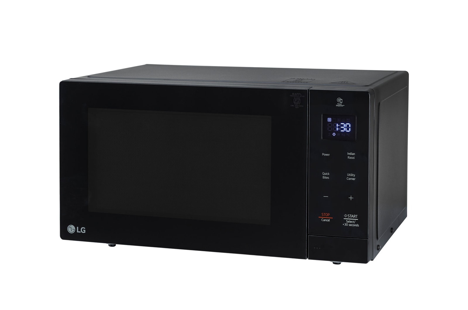 LG 30 L Solo Microwave Oven Grill with Glass Door, i-wave technology, Anti-Bacteria Cavity, Black Color, MS3032BK