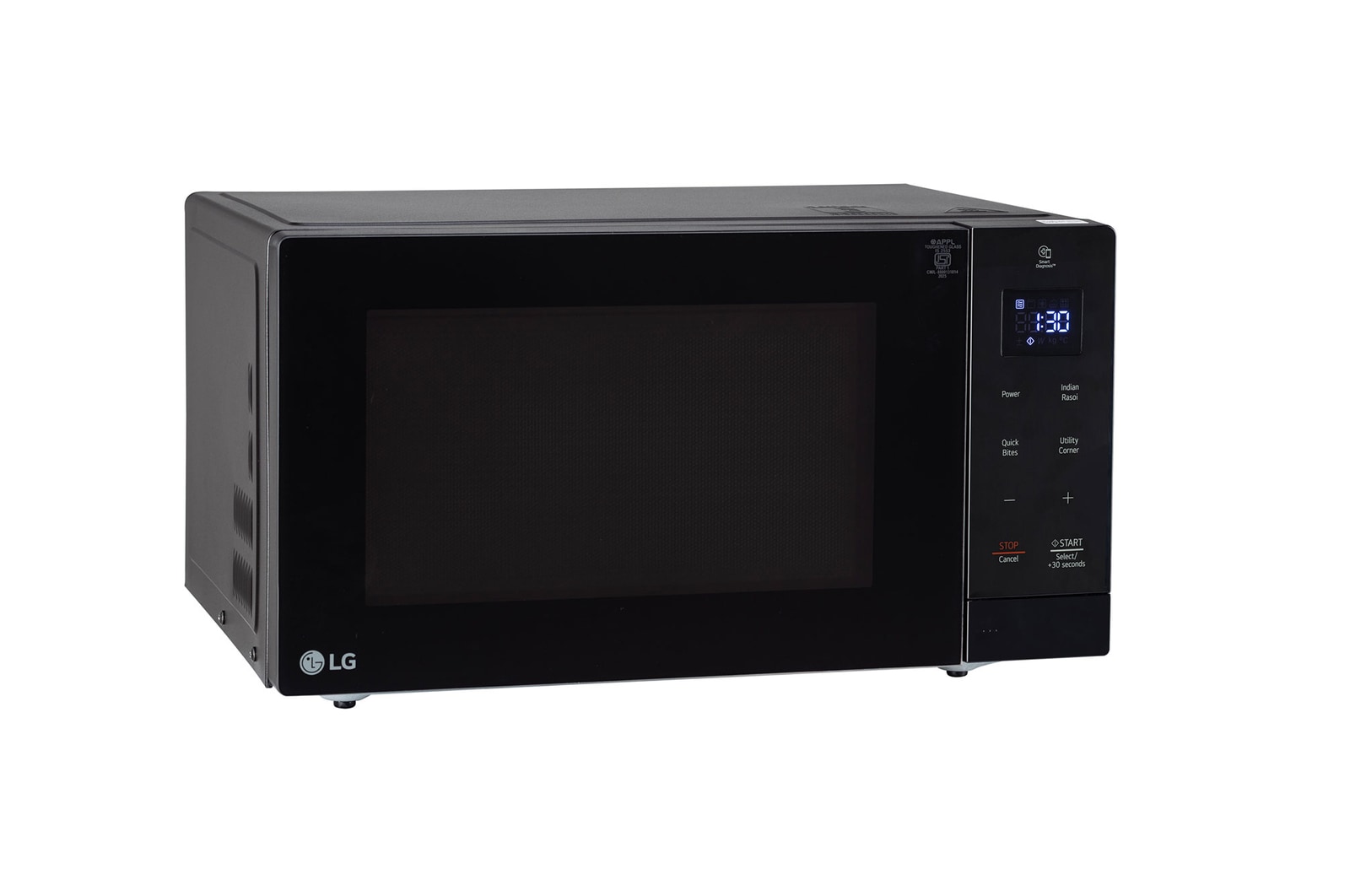 LG 30 L Solo Microwave Oven Grill with Glass Door, i-wave technology, Anti-Bacteria Cavity, Black Color, MS3032BK