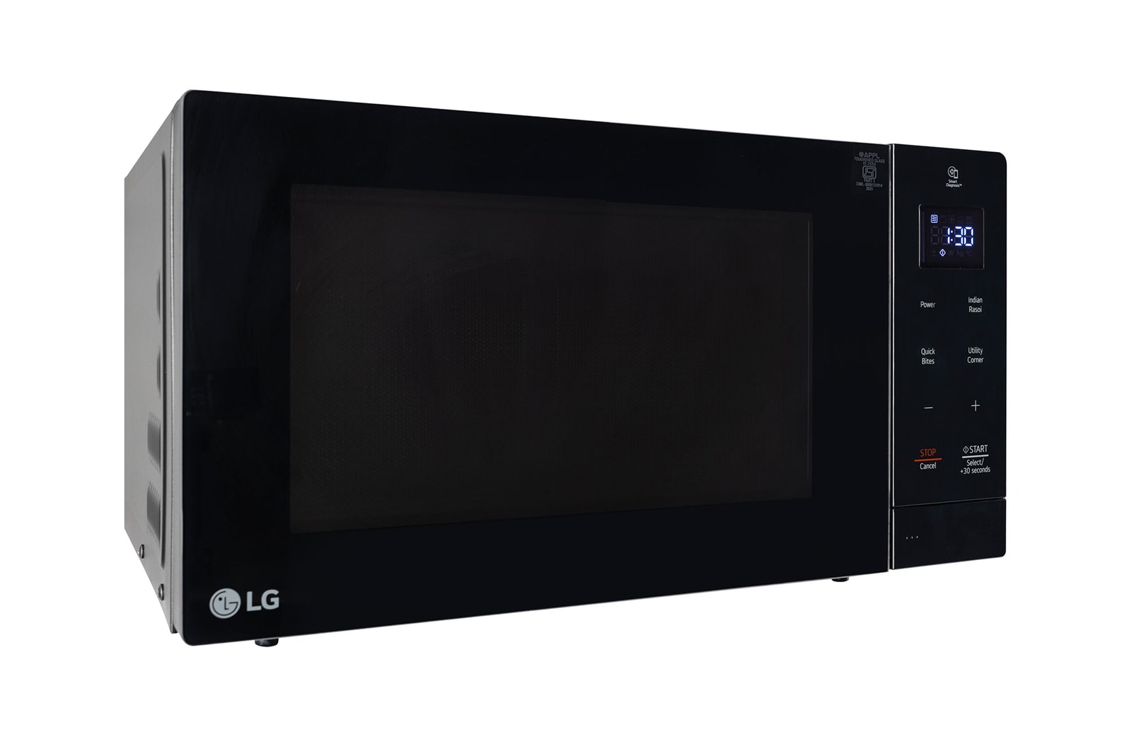 LG 30 L Solo Microwave Oven Grill with Glass Door, i-wave technology, Anti-Bacteria Cavity, Black Color, MS3032BK