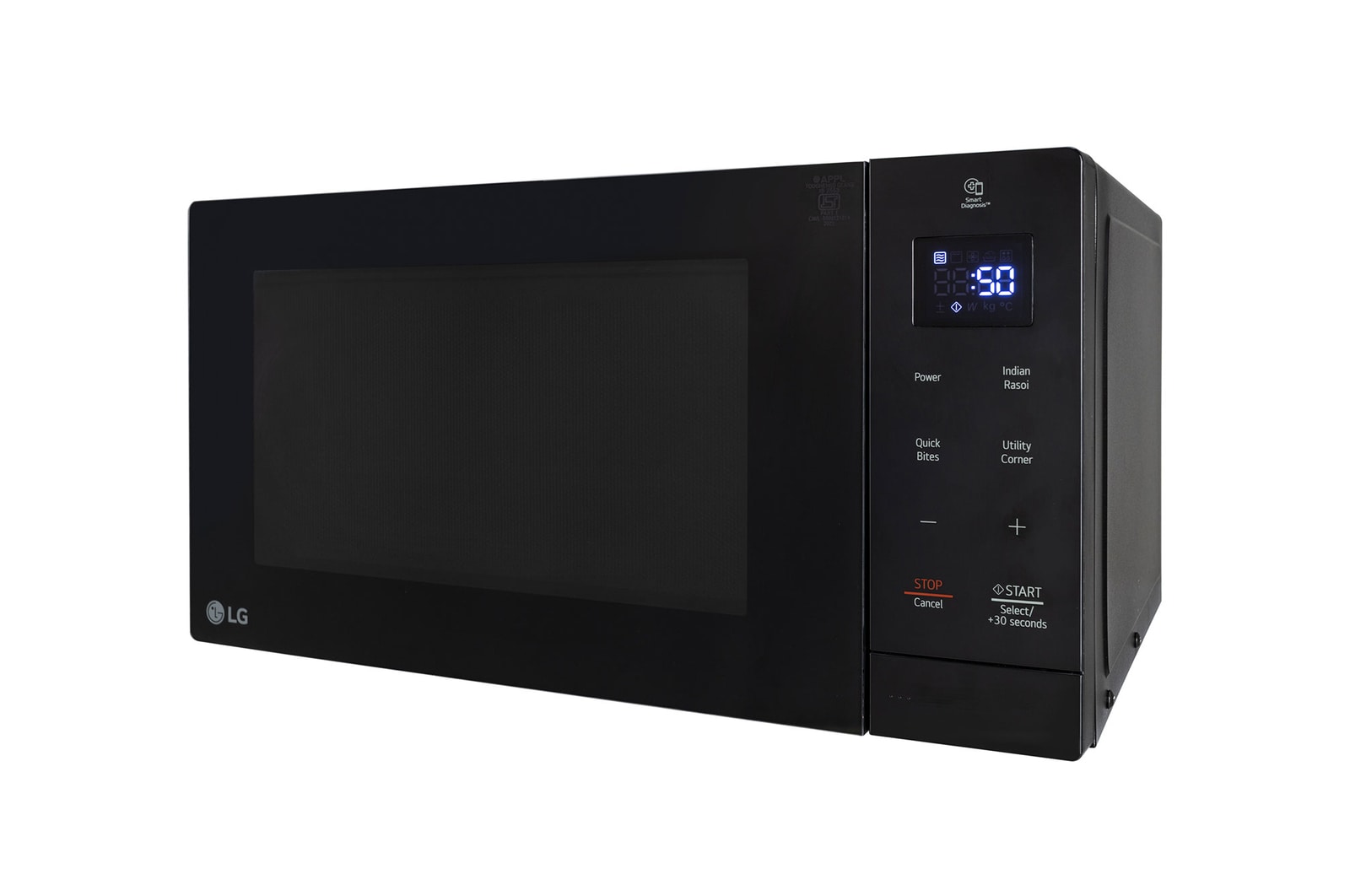LG 30 L Solo Microwave Oven Grill with Glass Door, i-wave technology, Anti-Bacteria Cavity, Black Color, MS3032BK