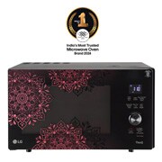 Front view of LG 28 L Scan-To-Cook Charcoal Countertop Microwave Oven, Wi-Fi, Diet Fry™, Motorised Rotisserie, Healthy Heart™, Black MJEN286VIW