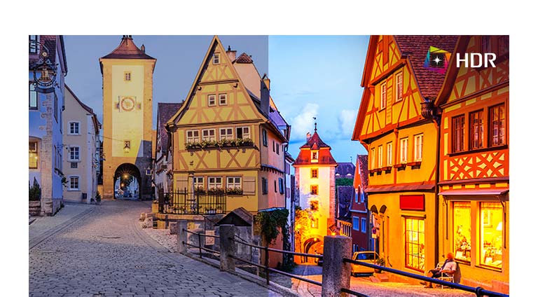 HDR technology is now applied to various content. This monitor is compatible with HDR10 (high dynamic range), supporting specific levels of color and brightness that enables viewers to enjoy the dramatic colors of the content.
