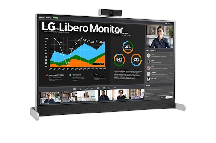 LG 27 (68.58cm)QHD Libero Monitor with Detachable Full HD Webcam, 27BQ70QC-S