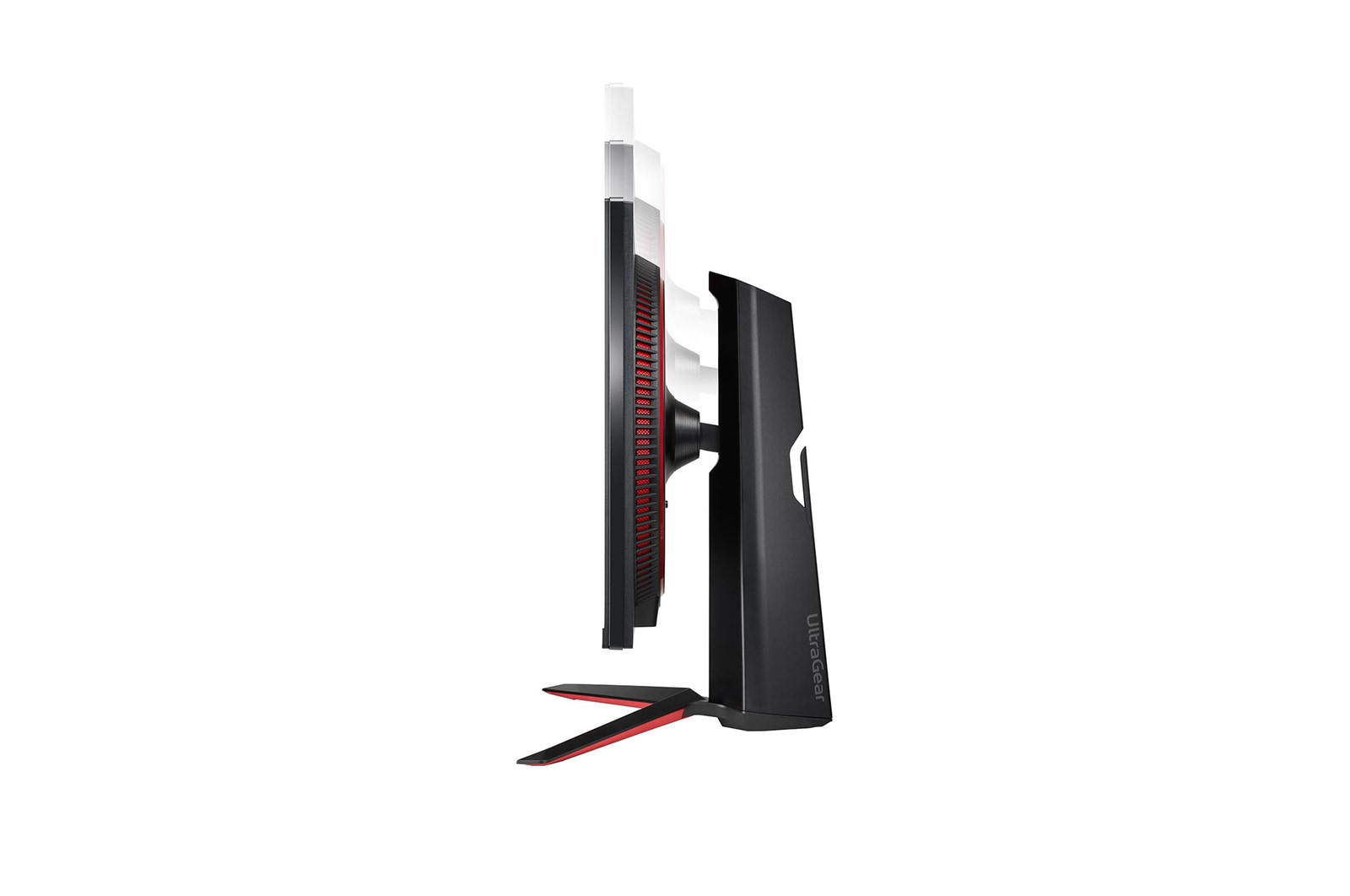 side view of the monitor moving downwards for height adjustment