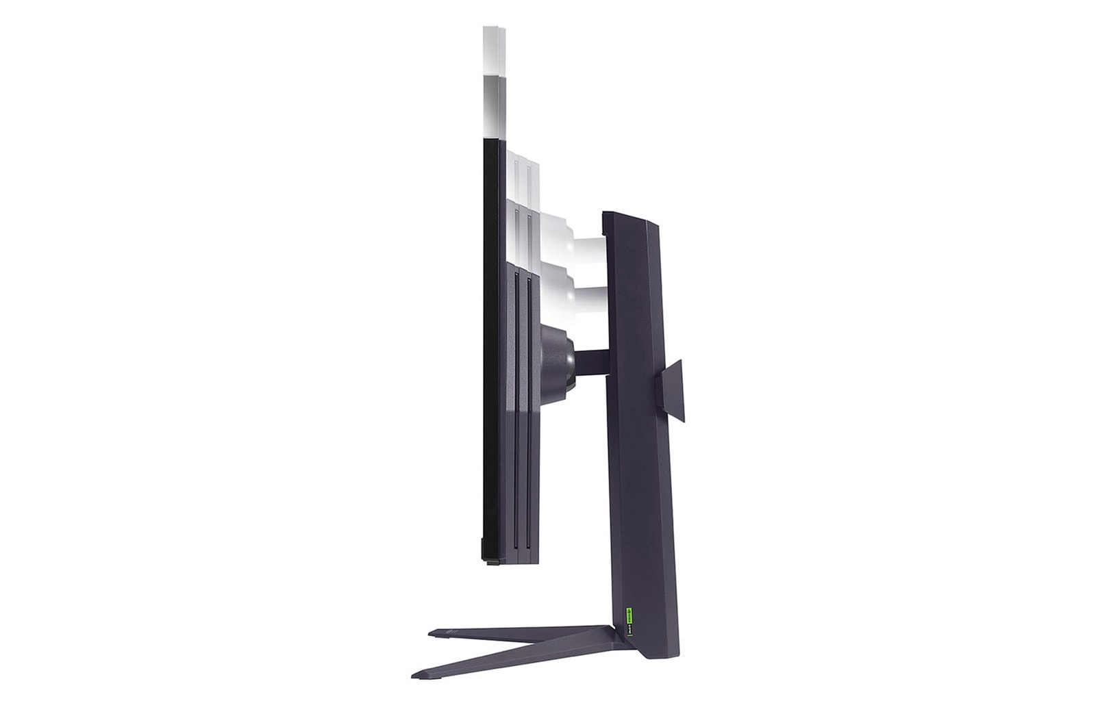 side view of the monitor moving downwards for height adjustment