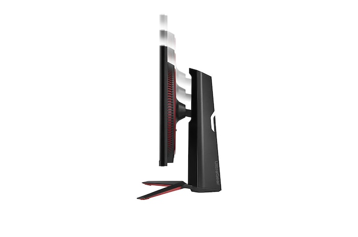 side view of the monitor moving downwards for height adjustment