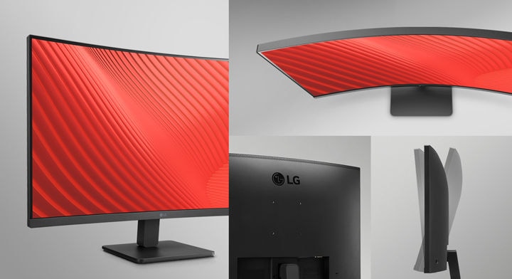 This display has a slim bezel on three sides, and the monitor offering tilt adjustment.	