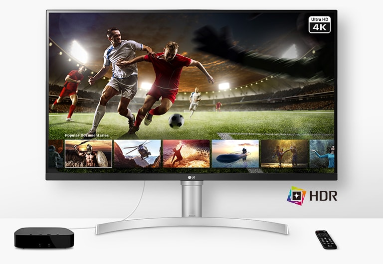 LG 32UN650-W Playing a live football match in Ultra HD 4K HDR from the streaming service