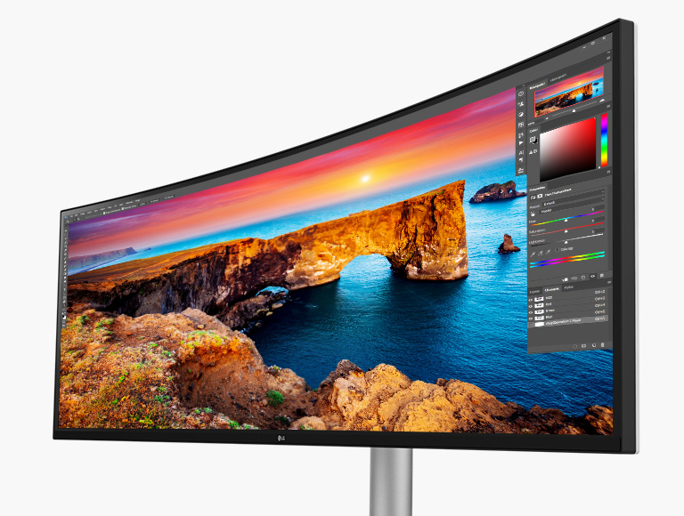LG 49WQ95C-W LG Nano IPS™ display supports a wide color spectrum, 98% of DCI-P3 color gamut, and offers outstanding color and brightness with the support of VESA Display HDR™400.