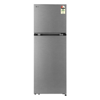 Front view of LG 251L Double Door Refrigerator with Smart Mode, Auto Smart Connect, Smart Inverter Compressor, Multi Air Flow, Dazzle Steel, 2 Star GLT2526WWDS