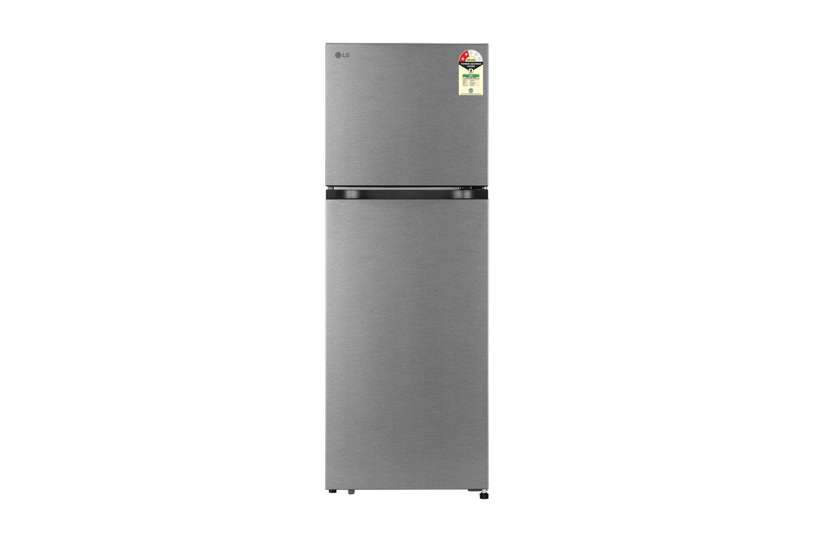 Front view of LG 251L Double Door Refrigerator, Convertible, Auto Smart Connect, Smart Inverter Compressor, Multi Air Flow, Dazzle Steel, 2 Star GLT2526XWDS