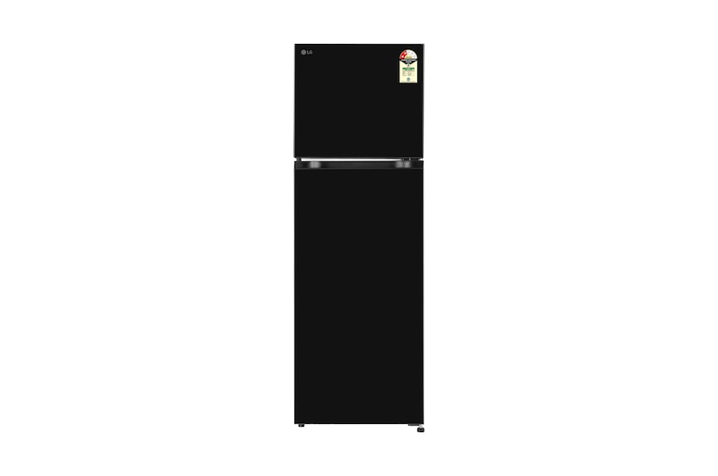 Front view of LG 276L Double Door Refrigerator, Convertible, Auto Smart Connect, Smart Inverter Compressor, Multi Air Flow, Onyx Black, 2 Star GLT2826XWOB