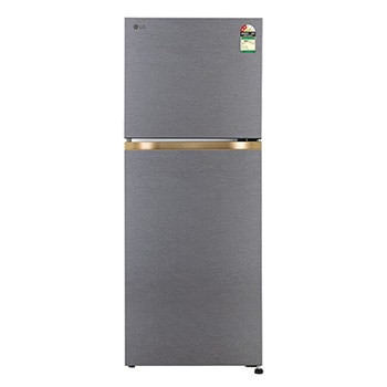 Front view of LG 225L Double Door Refrigerator with Smart Mode, Auto Smart Connect, Smart Inverter Compressor, Multi Air Flow, Dazzle Steel, 2 Star GL-N252YDSY