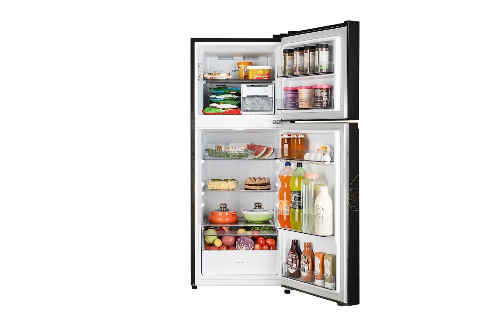 LG 225L Double Door Refrigerator, Convertible, Auto Smart Connect, Smart Inverter Compressor, Multi Air Flow, Radiant Onyx, 2 Star, GL-S252ZROY