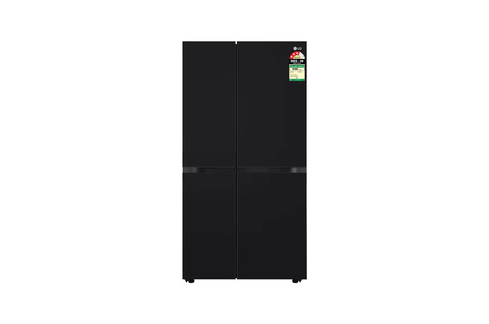 Front view of LG 650L Side by Side Refrigerator, Wi-Fi Convertible, DoorCooling+™, Black Mirror Finish, 3 Star GL-B257DBM3