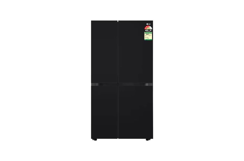 Front view of LG 650L Side by Side Refrigerator, Wi-Fi Convertible, DoorCooling+™, Black Mirror Finish, 3 Star GL-B257DBM3