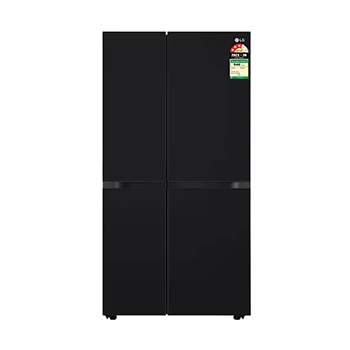 Front view of LG 650L Side by Side Refrigerator, Wi-Fi Convertible, DoorCooling+™, Black Mirror Finish, 3 Star GL-B257DBM3