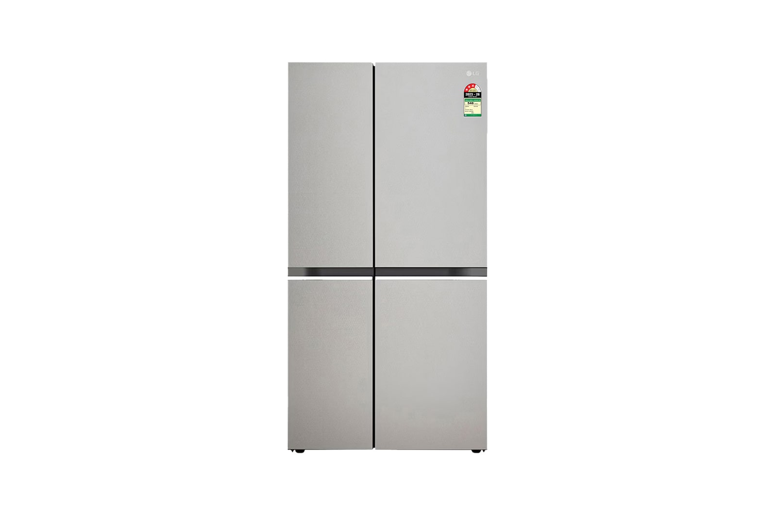 Front view of LG 650L Side-by-Side Refrigerator, Wi-Fi Convertible, DoorCooling+™, Urban Steel Finish, 3 Star GL-B257EUS3