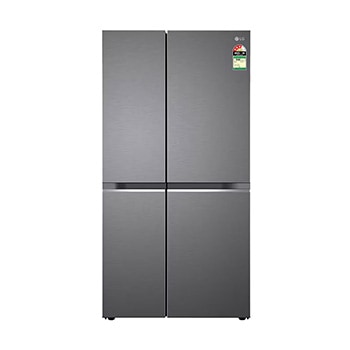 Front view of LG 650L Side-by-Side Refrigerator, Smart Inverter Compressor, Smart Diagnosis™, Dazzle Steel, 3 Star GL-B257HDS3