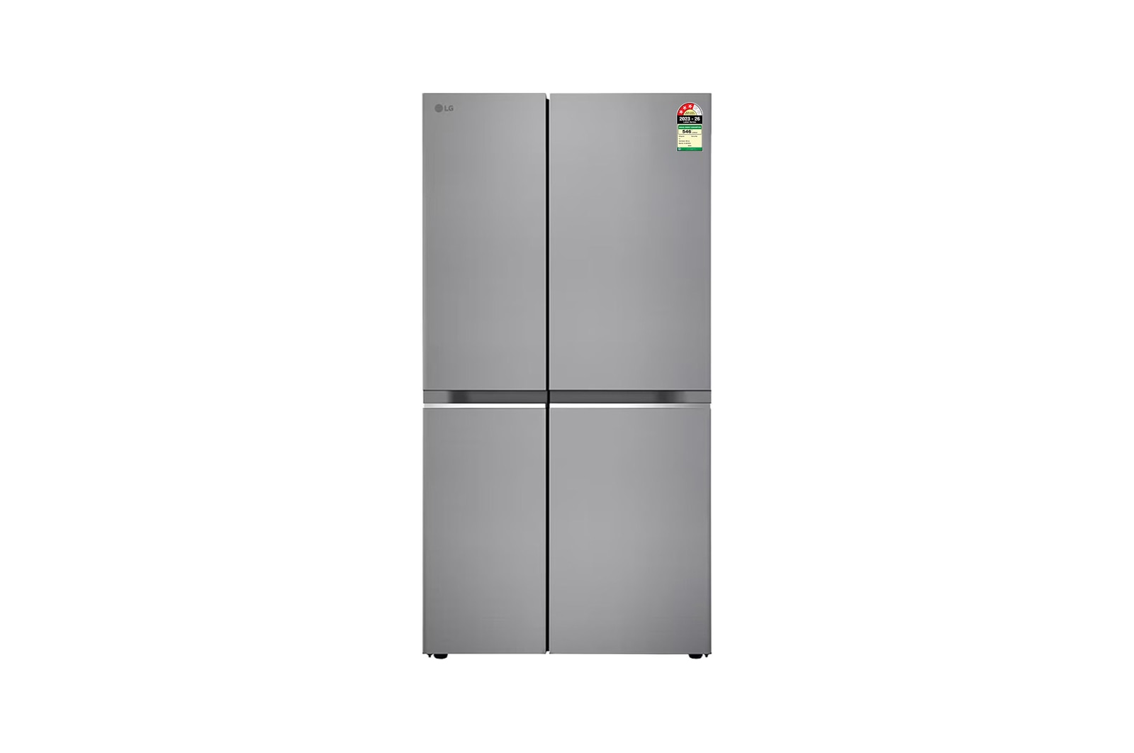 Front view of LG 650L Side-by-Side Refrigerator, Convertible, Door Cooling+™, Shiny Steel Finish, 3 Star GL-B257HPZ3