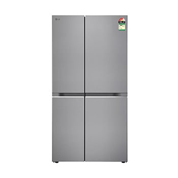 Front view of LG 650L Side-by-Side Refrigerator, Convertible, Door Cooling+™, Shiny Steel Finish, 3 Star GL-B257HPZ3