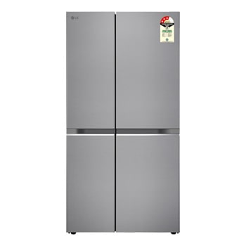 Front view of LG 650L Side-by-Side Refrigerator, Convertible, Door Cooling+™, Shiny Steel Finish, 3 Star GL-B257HPZ3