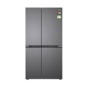 Front view of LG 650L Side-by-Side Refrigerator, Convertible, Multi-Air Flow, Smart Diagnosis™, Dazzle Steel, 3 Star GL-B257JDS3