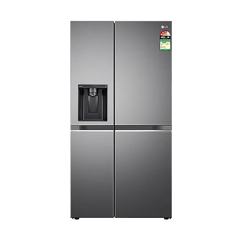Front view of LG 630L, Side-by-Side Refrigerator, Wi-Fi Convertible, Water & Ice Dispenser, Shiny Steel Finish, 3 Star GL-L257CPZ3