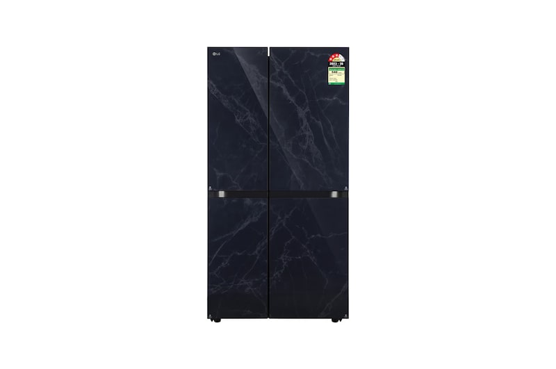 Front view of LG 650L Side-by-Side Refrigerator, Convertible, Multi-Air Flow, Smart Diagnosis™, Ultra Glam Black, 3 Star GL-B257DUB3