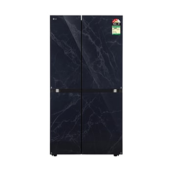 Front view of LG 650L Side-by-Side Refrigerator, Convertible, Multi-Air Flow, Smart Diagnosis™, Ultra Glam Black, 3 Star GL-B257DUB3