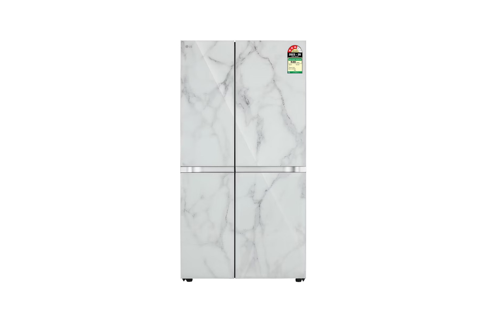 Front view of LG 650L Side-by-Side Refrigerator, Convertible, Multi-Air Flow, Smart Diagnosis™, Ultra Glam White, 3 Star GL-B257DUW3