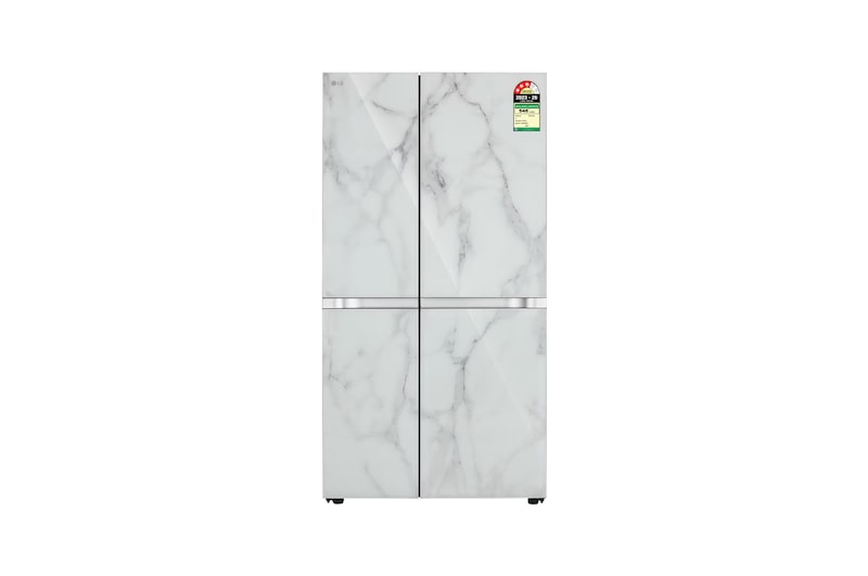Front view of LG 650L Side-by-Side Refrigerator, Convertible, Multi-Air Flow, Smart Diagnosis™, Ultra Glam White, 3 Star GL-B257DUW3