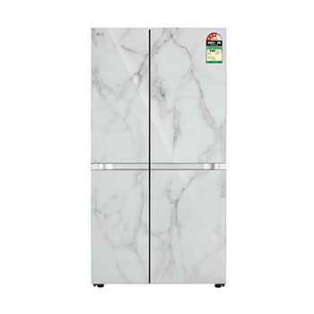 Front view of LG 650L Side-by-Side Refrigerator, Convertible, Multi-Air Flow, Smart Diagnosis™, Ultra Glam White, 3 Star GL-B257DUW3