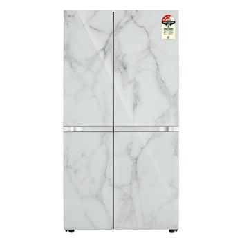 Front view of LG 650L Side-by-Side Refrigerator, Convertible, Multi-Air Flow, Smart Diagnosis™, Ultra Glam White, 3 Star GL-B257DUW3