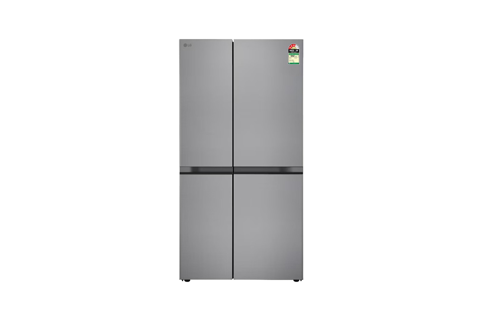 Front view of LG 650L Side-by-Side Refrigerator, Convertible, Multi-Air Flow, Smart Diagnosis™, Shiny Steel, 3 Star GL-B257JPZ3
