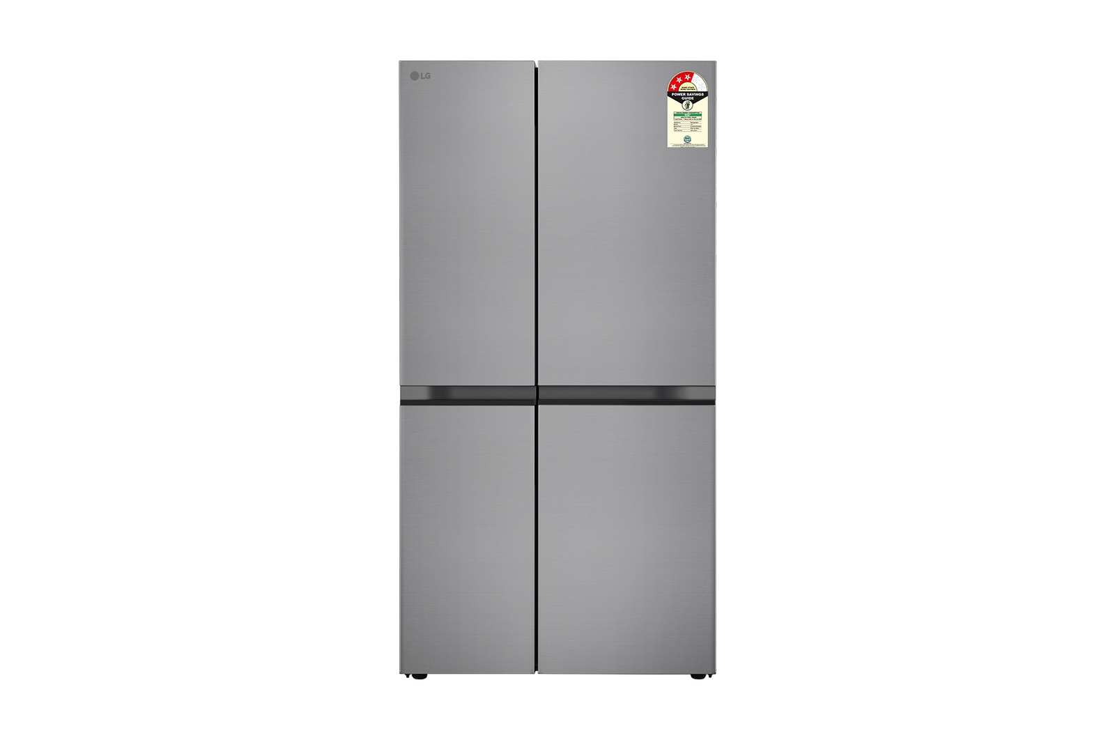 Front view of LG 650L Side-by-Side Refrigerator, Convertible, Multi-Air Flow, Smart Diagnosis™, Shiny Steel, 3 Star GL-B257JPZ3