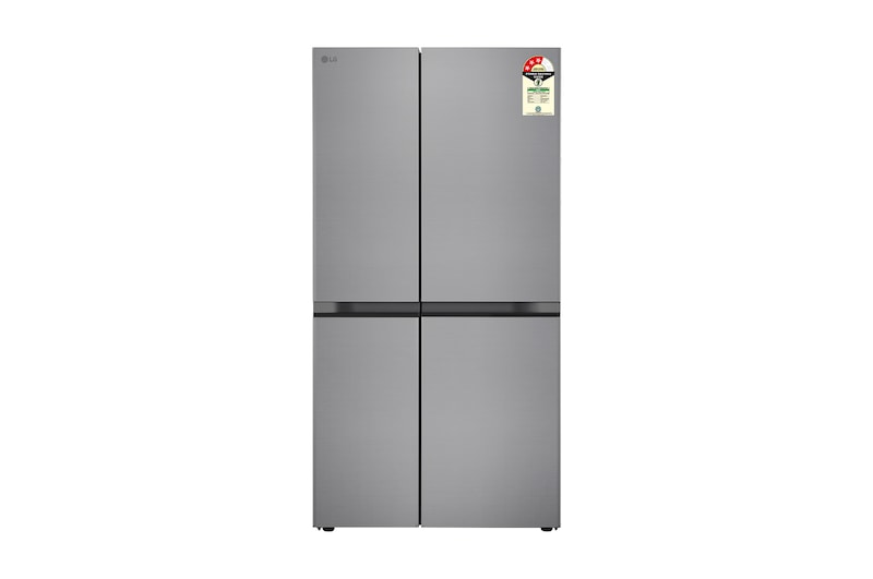 Front view of LG 650L Side-by-Side Refrigerator, Convertible, Multi-Air Flow, Smart Diagnosis™, Shiny Steel, 3 Star GL-B257JPZ3