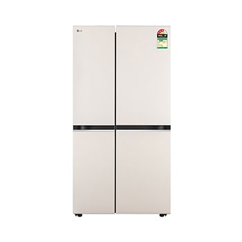 Front view of LG 790 Side By Side Refrigerator with Wi-Fi Convertible, Hygiene Fresh+™, Natural Beige, 3 Star GL-B277GNB3