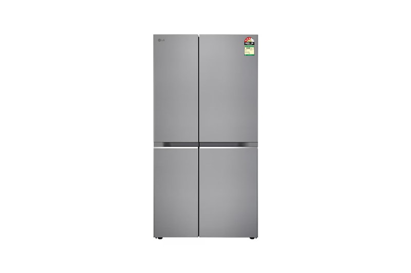 Front view of LG 790 L Side-by-Side Refrigerator, Wi-Fi Convertible, Hygiene Fresh+™, Shiny Steel, 3 Star GL-B277GPZ3