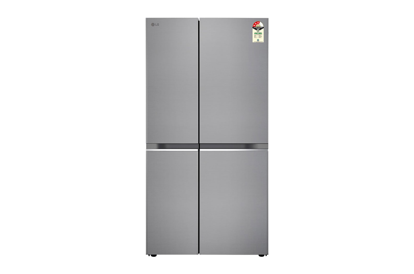 Front view of LG 790 L Side-by-Side Refrigerator, Wi-Fi Convertible, Hygiene Fresh+™, Smart Diagnosis™, Shiny Steel, 3 Star GL-B277GPZ3